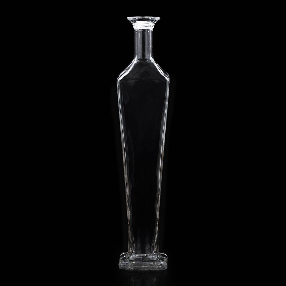 Geometric Glass Decanter w/Cork Topper- Coffin Apothecary Bottle Flower Vase EUC